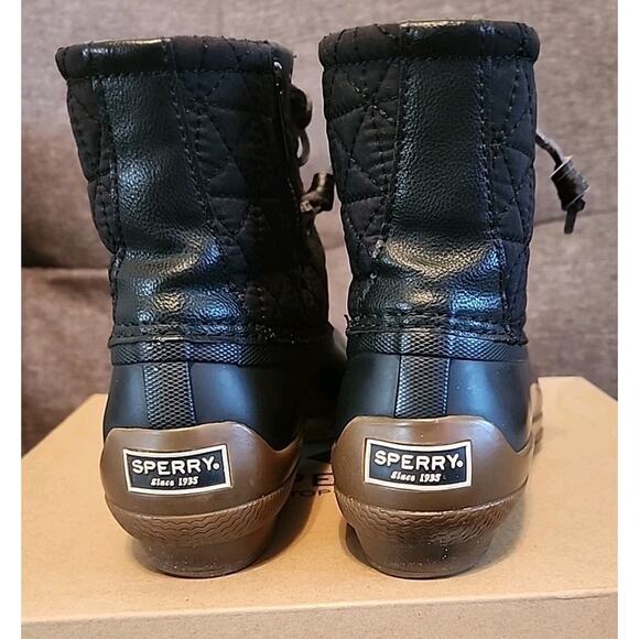 Sperry Duck Boot Black Waterproof Lace Up Quilted Women's Size 8M STS81733 - Picture 5 of 11